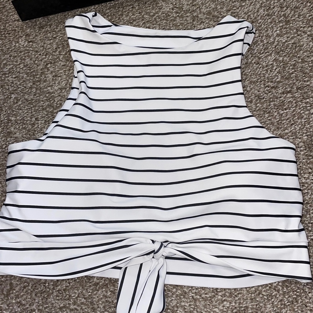 Shein two piece high wasted striped bathing suit
